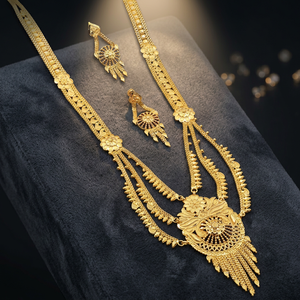 Wholesale 14K 18K 24K Micro Gold Flower Design Rani Haar Necklaces Set, Fashion Brass Gold Jewelry Set, Traditional Jewelry Set. - Product Image 2