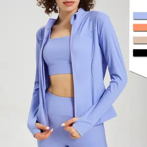 JSN Fall Long Sleeve Sports Coat Jacket Fitness Sportswear Botton Long Sleeve Yoga Jacket