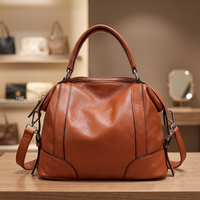 Tas Tangan Kasual Wanita Kulit Sapi Asli Clutch Resleting Tahan Air BS INTERNATIONAL Tali Selempang Hari Valentine