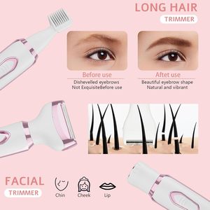 เครื่องกำจัดขน 4 in 1 รุ่น Spring Bikini Trimmer สำหรับกำจัดขนตามร่างกาย แบบชาร์จไฟได้ เหมาะสำหรับผู้หญิง ใช้โกนขนคิ้ว จมูก ขา ใช้ในบ้านและรถยนต์ ภาษาอังกฤษ - Product Image 2