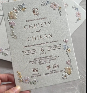 Invitación de Boda Elegante Premium, Tarjeta de Felicitación con Logotipo Personalizable, Impresión Digital en Papel Offset de Lujo, con Relieve - Product Image 4