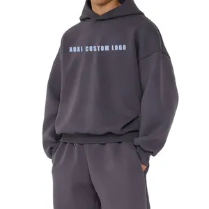 Alta qualidade camisola boxy 500gsm 3d gravado impressão do logotipo oversize francês terry homens hoodie fabricantes de roupas aduaneiras