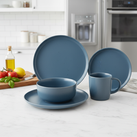 Service de table en grès gris de luxe Guangda |   Assiettes et tasses compatibles lave-vaisselle et four |   Pour les fêtes à domicile et les dîners