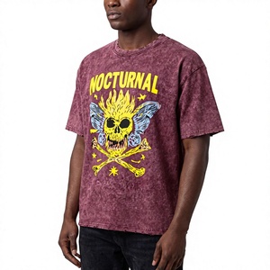 Custom Mens Vintage Washed Graphic <b>T</b> <b>Shirt</b> Oversized Streetwear <b>Skull</b> Print Short Sleeve Crew Neck Cotton Casual Tee - Product Image 3
