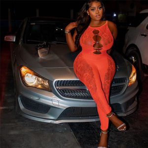 Tuta Intera Aderente da Donna Kliou W22Q23390, Jumpsuit <span class=keywords><strong>Sexy</strong></span> Trasparente all'Ingrosso, <span class=keywords><strong>Abbigliamento</strong></span> Boutique - Product Image 2