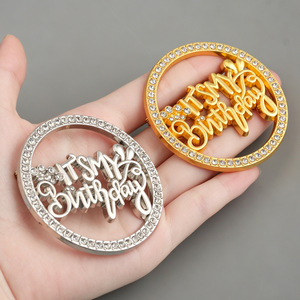 Broche de Moda al por Mayor con Pedrería '<span class=keywords><strong>Es</strong></span> Mi Cumpleaños', Pin Circular de Cristal para Fiesta de Cumpleaños, Regalo de Joyería para Mujeres y Niñas - Product Image 4