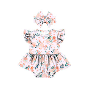 LT-469-YXW Conjunto de 2 Piezas de Ropa para Bebés Niñas, Mono Floral Dulce, Diadema, Trajes de 0 a 24 Meses - Product Image 2