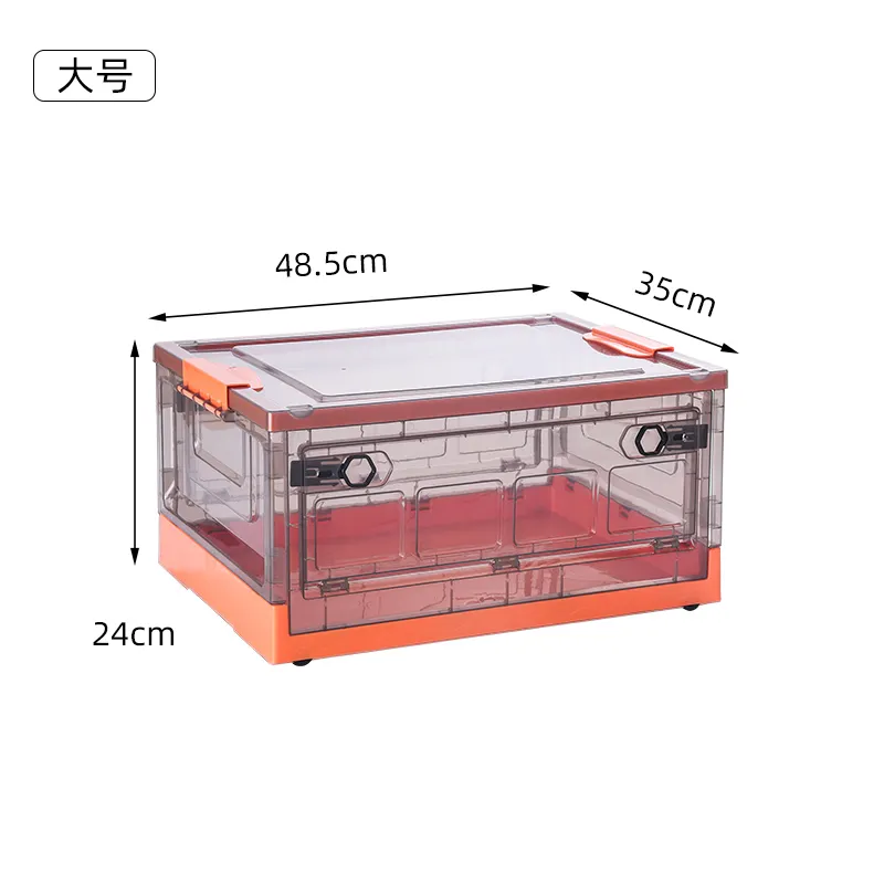 Collapsible Foldable Bathroom Office Organizer transparent Storage Box Packaging Folding Plastic storage Boxes with handle