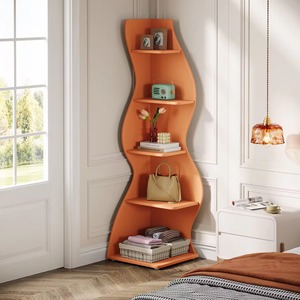 Étagère d'angle SENYU, bibliothèque d'angle murale moderne à 5 niveaux, élégante petite bibliothèque d'angle, étagère de rangement - Product Image 5