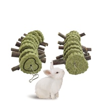 Jouet à mâcher pour lapin en paille naturelle faite à la main, bâtonnet de pomme et gâteau de foin de timothée
