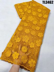 Tissu de dentelle brodée d'Afrique blanche avec paillettes 2023 haute qualité 3D fleurs <span class=keywords><strong>français</strong></span> Tulle maille dentelle tissu pour Aso Ebi - Product Image 5