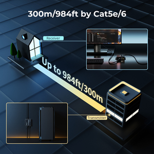 Tesmart CAT5E VGA Extender TX RX 300M VGA âm thanh video KVM Extender với máy phát và máy thu - Product Image 3
