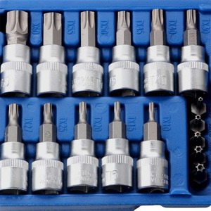 2026 Jeu de 34 embouts et douilles E-Torx, embouts de sécurité E-Torx mâles et femelles, entraînement 1/4" et 3/8", <span class=keywords><strong>outil</strong></span> manuel pour réparation automobile - Product Image 5