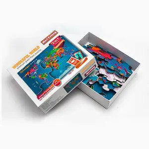Gratis Monster Vroege Onderwijs Baby Puzzel Kartonnen Blank Wereldkaart Puzzel Voor Kids Custom
