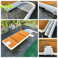 Plateforme flottante gonflable portable verte pour jet ski, ponton gonflable pour jet ski, quai flottant gonflable pour jet ski