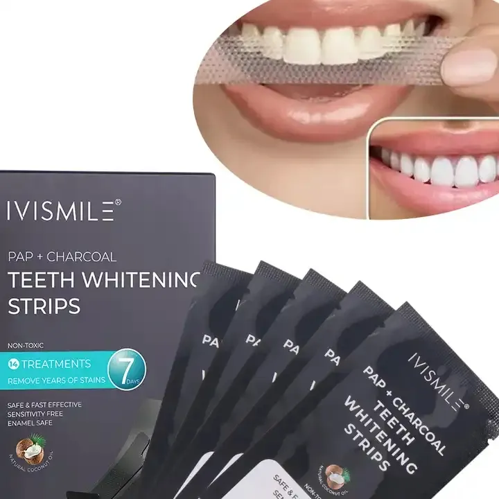 Whiting Strips Non Peroxide 28 Charcoal Teeth Whitening Strips 7 Treatments Residue Free Tooth Whitening Strips Private Label