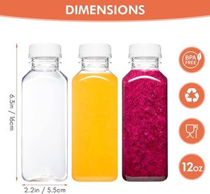 Botellas para Jugos con Tapas, Botellas Reutilizables para Jugos, Recipientes Transparentes para Bebidas con Tapas para Jugos, Smoothies y Otras Bebidas - Product Image 4