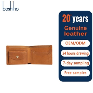 Boshiho Vintage Short Zipper <b>Wallet</b> <b>Men</b> Women Genuine Leather <b>RFID</b> Blocking Credit Card Coin Purse Retro Simple Portable Card - Product Image 1