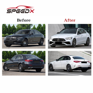 Pour <span class=keywords><strong>Mercedes</strong></span> W206 classe <span class=keywords><strong>C</strong></span> mise à niveau C43 AMG BodyKit pare-chocs avant arrière calandre tuyau d'échappement jupe latérale Kits de pare-chocs - Product Image 2