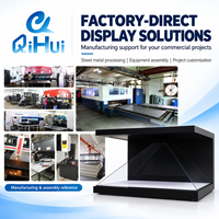 Lemari Hitam dengan Layar Holografik 3D, Platform Dalam Putih, Panel Optik Transparan, Showcase Piramida 270 Derajat, Proyek Kustom