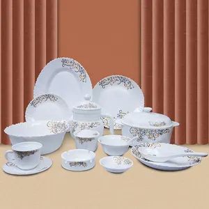 72 Piece Dinner Set Heat Resistant Plate Set Cutlery Customizable Decal Luxury Dinnerware Sets Decorative Opal Glass Customized