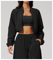 Veste de yoga pour femme, veste courte zippée, protection solaire, légère, pour le sport en plein air, la gym, la remise en forme, coupe-vent, logo personnalisé