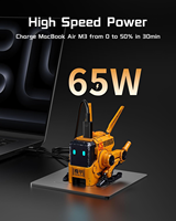 Pengisi Daya Cepat GravaStar Alpha65 GaN 65W USB C Desain Robot Mecha 3-Port 2C+1A Adaptor Daya untuk MacBook iPhone iPad