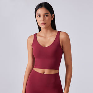 여성용 하이 스포츠 브라 퀵 드라이 통기성 스판덱스/나일론 피트니스 크롭 탱크 탑 패딩 U 백 심플 스타일 요가 운동 - Product Image 3