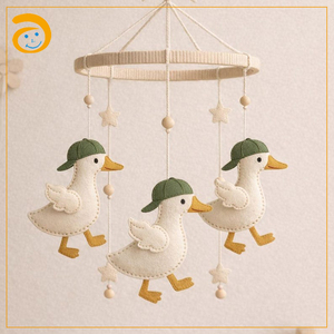 Giocattoli in legno per bambini e bambini presepe musicale in feltro Mobile fatto <span class=keywords><strong>a</strong></span> <span class=keywords><strong>mano</strong></span> simpatici animali volpe nuvola di sole stella luna Baby Mobiles asilo nido culla appesa - Product Image 2