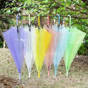 Factory Customized Logo Clear <b>Umbrellas</b> Parasol Colorful Transparent PVC <b>Umbrella</b> with Printing for Promotion - Product Image 2