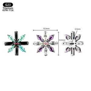 <b>Titanium</b> Snowflake Ear <b>Studs</b> 10.9mm Zircon Inlay Cross Border Jewelry - Product Image 1