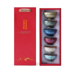 Conjunto de Xícaras de Chá de Cerâmica Cozidas em Forno, Semi-Artesanais, Design Moderno Minimalista, Xícara Mestra, Caixa de Presente, Lembrança, Promocional para Festividades e Negócios - Product Image 5