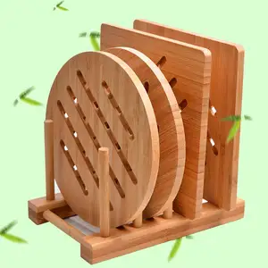 Trivet bambu Set dapur Hot Pads Trivet untuk piring panas/Pot/mangkuk/teko/Pot panas