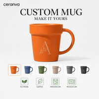 Mug en céramique en forme de pot de fleurs, lettres en relief, OEM ODM, tasse à café personnalisée pour la maison, écologique, compatible micro-ondes