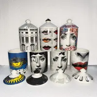 Italienischer Retro-Stil Einzigartiges Aufbewahrung sglas Geschenk Keramik Leerer Kerzenhalter Halter Porzellan Kerzen glas Mit Deckel