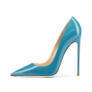Chaussures de mariée grande taille 35-46 à bout pointu, en cuir verni, talon aiguille ultra fin de 10-12 cm, à enfiler, semelle extérieure rouge - Product Image 1