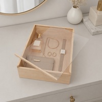 Boîte en bois personnalisée avec logo, couvercle coulissant en verre, dessus en acrylique transparent, boîte en bois transparente, grande, non finie, vide, fine
