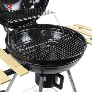Parrilla de carbón redonda Hongyi de 58 cm con función de ahumador y mesas laterales para cocinar al aire libre - Product Image 4