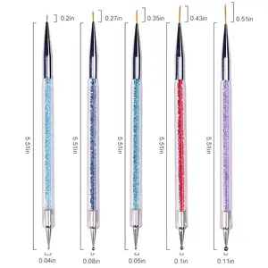 Nail Art Brushes Set 5PCS Double-End Nail Design Brushes Dotting Pen Multifunctional Liner Brush For Nails