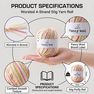 Fil <span class=keywords><strong>de</strong></span> <span class=keywords><strong>Laine</strong></span> Mérinos Fantaisie Teint en Espaces Dégradé Arc-en-ciel pour Tricot Manuel DIY Crochet Doux Moyen Fin 212 Varié <span class=keywords><strong>Pelote</strong></span> <span class=keywords><strong>de</strong></span> 50g - Product Image 2