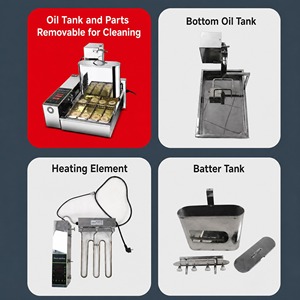 Machine à faire des beignets électriques, machine à beignets commerciale, friteuse à beignets en acier inoxydable 304 pour snack-bar - Product Image 3