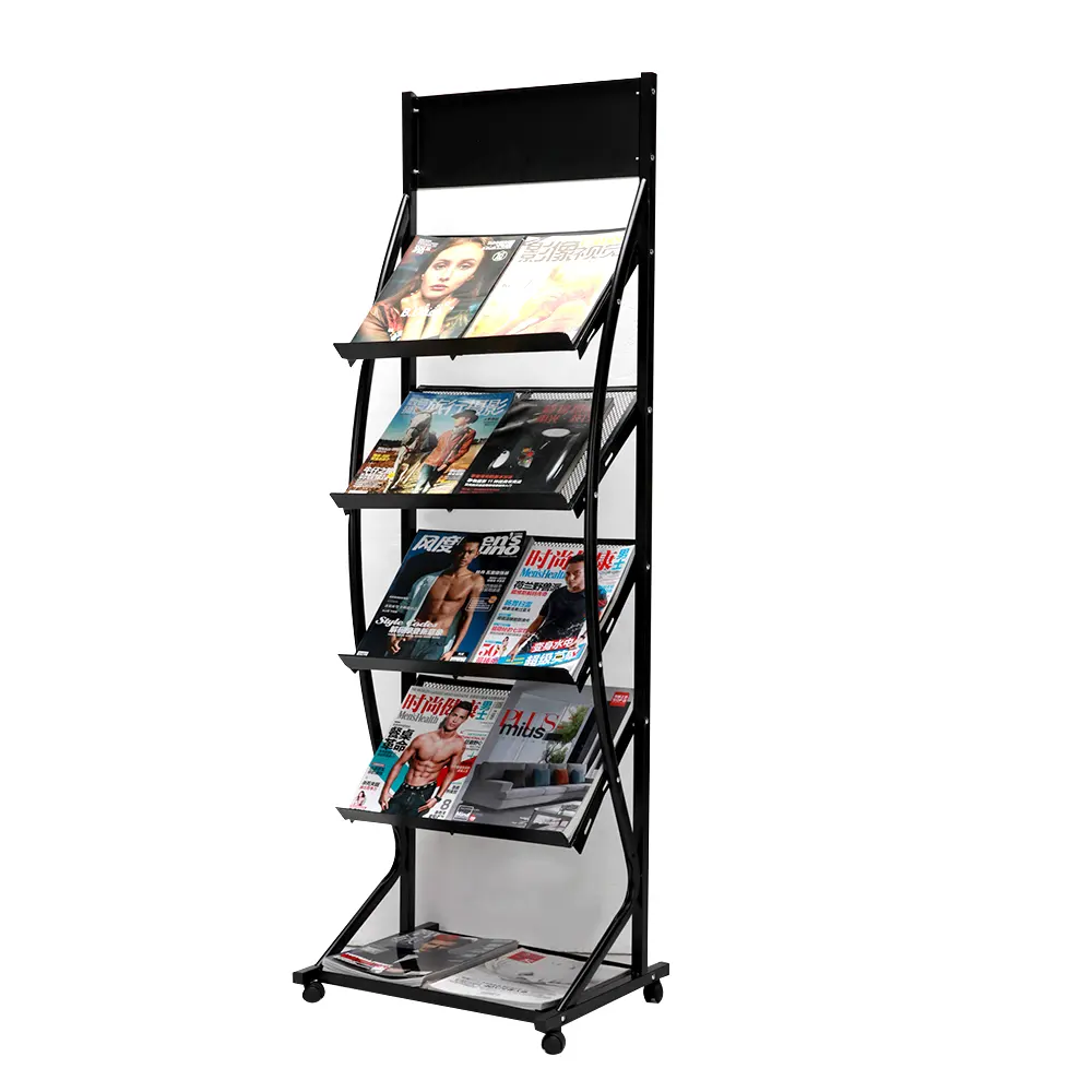 Office Use Books Magazine Store Display Rack Wholesale Metal Magazine Holder Racks