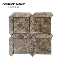 Mosaïque en marbre brun foncé Emperador de Centurymosaic, mosaïque géométrique pour mur et sol, carrelage pour crédence de cuisine, hôtel