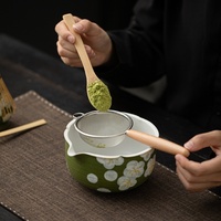 Nouvel ensemble de thé matcha en céramique Dehua de style chinois, huit pièces, avec bol à matcha, fouet à thé, passoire et brosse