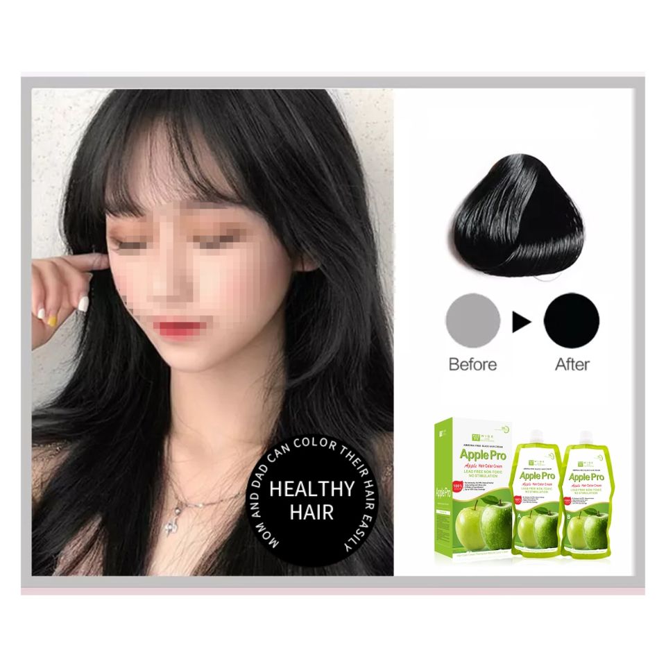 Apple Pro Hair Color Cream 500ml*2 Ammonia Free Organic Plant Extract ...