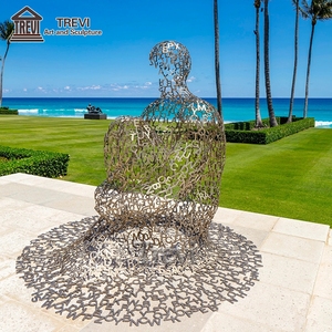 Escultura Moderna de Acero Inoxidable TREVI, Figura Humana Abstracta de Metal para Exteriores - Product Image 1