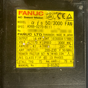 A06B-0275-B111 Ais 50/3000พัดลม Fanuc AC Servo Motor CNC PLC - Product Image 2
