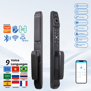 <span class=keywords><strong>Serrure</strong></span> de <span class=keywords><strong>porte</strong></span> intelligente en aluminium noir à pont thermique brisé, étanche, avec application TUYA TTlock, empreinte digitale et mot de passe, pour <span class=keywords><strong>porte</strong></span> <span class=keywords><strong>coulissante</strong></span> en verre - Product Image 2