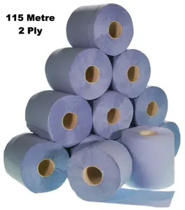 2 katlı 6 paket kağıt havlu el havlusu Premium kalite duvara monte kilitlenebilir rulo 100 metre mavi CENTREFEED ruloları
