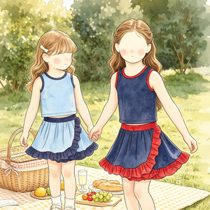 Completo Estivo per Bambine Tiaose: Top Senza Maniche e Gonna con Volant, Outfit Bicolore, Abbigliamento Casual Giornaliero, Set Yoga per Ragazze - Product Image 2